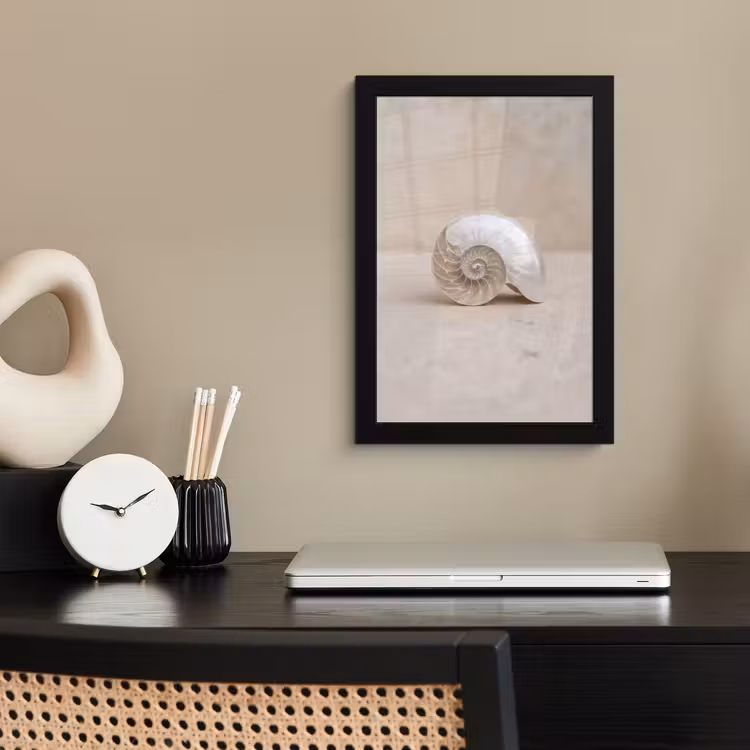 Schelp - Spiraal - Beige fotolijst zwart zonder passe partout klein -sfeer1