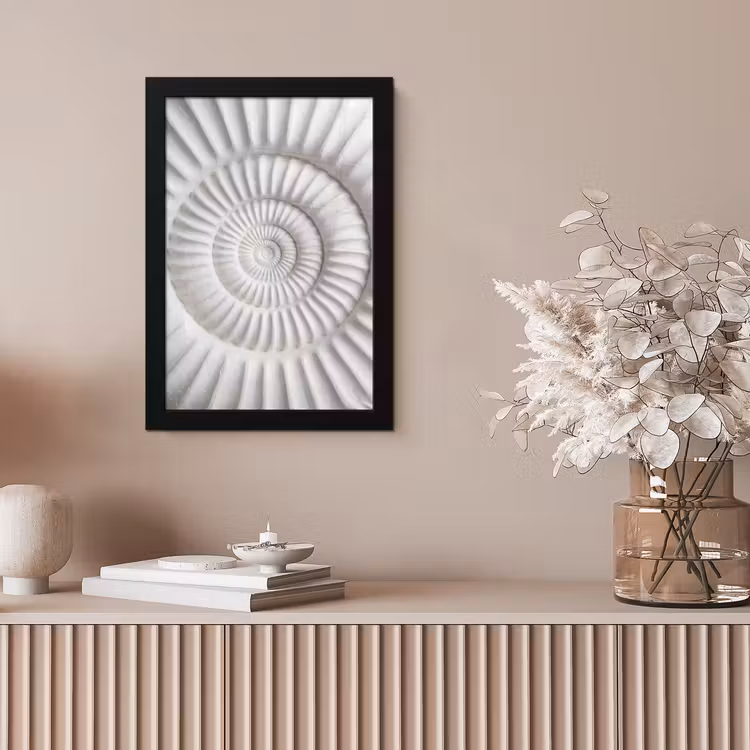 Schelp - Spiraal - Wit fotolijst zwart zonder passe partout klein -sfeer5