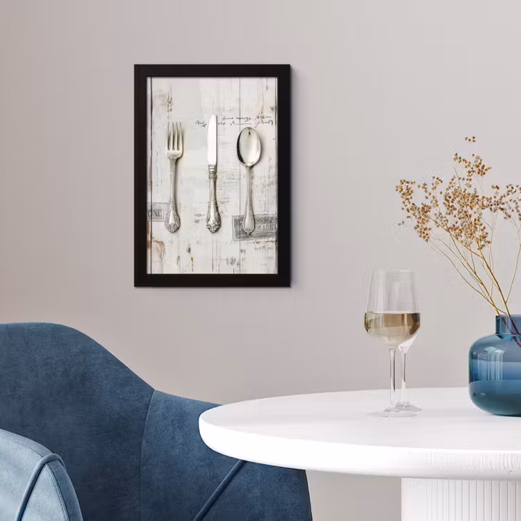 Zilver - Bestek - Hout fotolijst zwart zonder passe partout klein -sfeer4