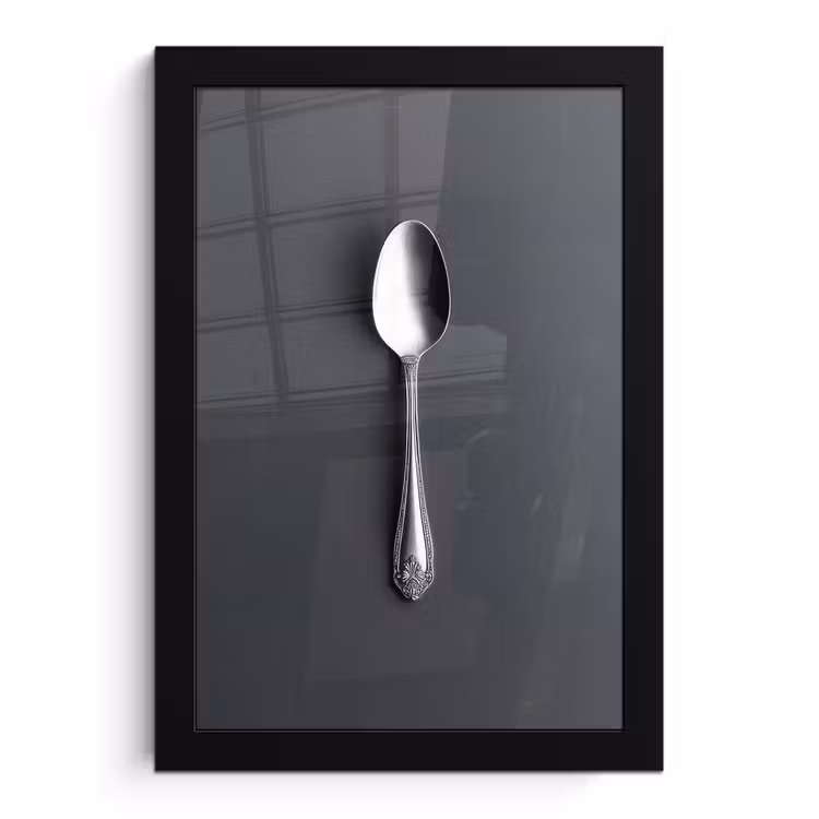 Zilver - Metaal - Lepel fotolijst zwart zonder passe partout klein -3d
