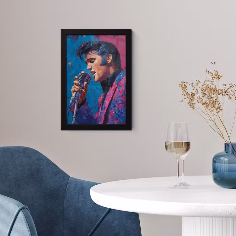 Zingende man - Glitterjas - Microfoon fotolijst zwart zonder passe partout klein -sfeer4