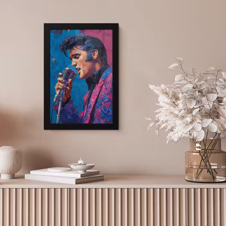 Zingende man - Glitterjas - Microfoon fotolijst zwart zonder passe partout klein -sfeer5