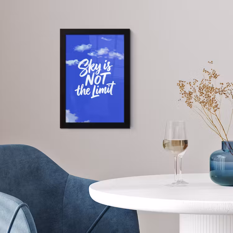 Sky is not the limit - Blauwe lucht - Wolken fotolijst zwart zonder passe partout klein -sfeer4