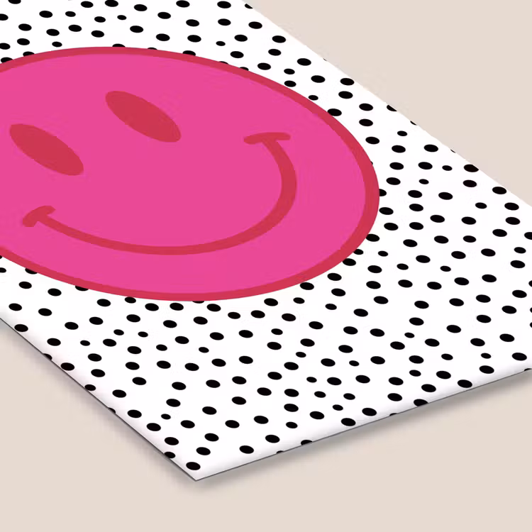 Smiley - Roze - Stippen fotolijst zwart zonder passe partout klein -zsfeer6