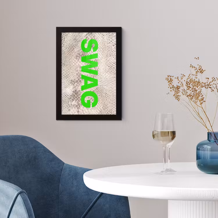 Slangenprint - SWAG - Neon - Groen fotolijst zwart zonder passe partout klein -sfeer4
