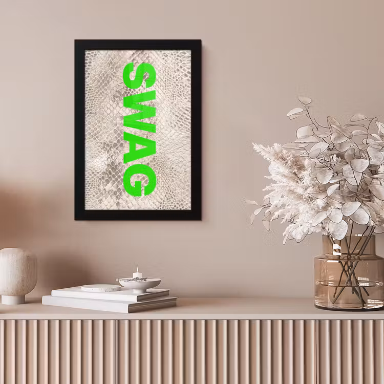 Slangenprint - SWAG - Neon - Groen fotolijst zwart zonder passe partout klein -sfeer5
