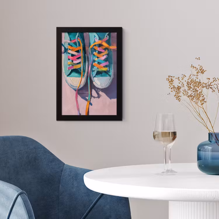 Sneakers - Veters - Kleurrijk - Schaduw fotolijst zwart zonder passe partout klein -sfeer4
