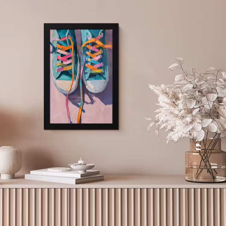 Sneakers - Veters - Kleurrijk - Schaduw fotolijst zwart zonder passe partout klein -sfeer5