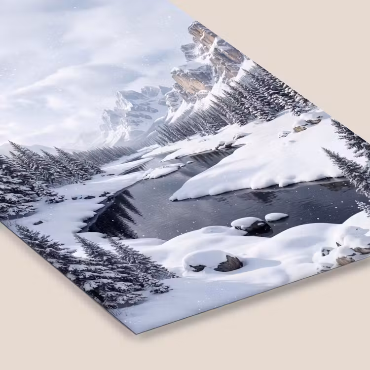 Sneeuwlandschap - Bergen - Rivier - Winter fotolijst zwart zonder passe partout klein -zsfeer6