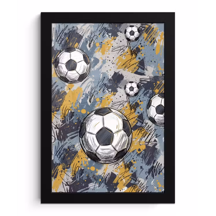 Voetbal - Abstract - Sport - Kleurrijk fotolijst zwart zonder passe partout klein -3d