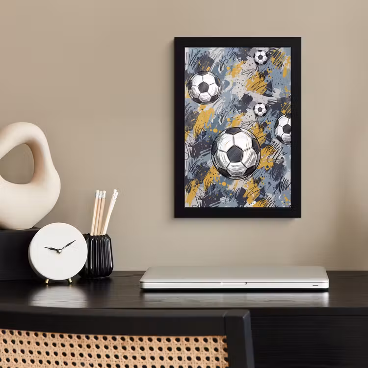 Voetbal - Abstract - Sport - Kleurrijk fotolijst zwart zonder passe partout klein -sfeer1
