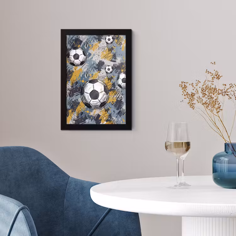 Voetbal - Abstract - Sport - Kleurrijk fotolijst zwart zonder passe partout klein -sfeer4