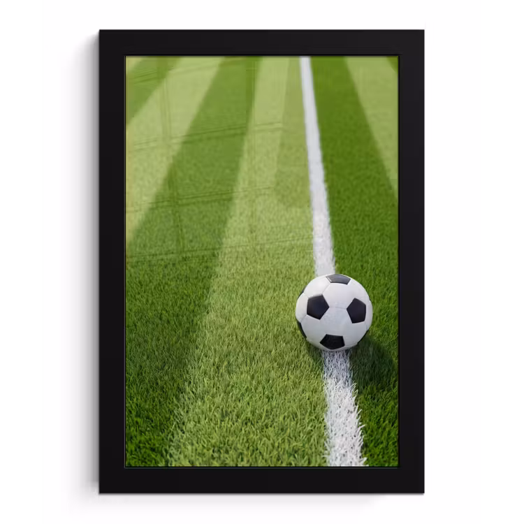 Voetbal - Grasveld - Sport - Groen fotolijst zwart zonder passe partout klein -3d