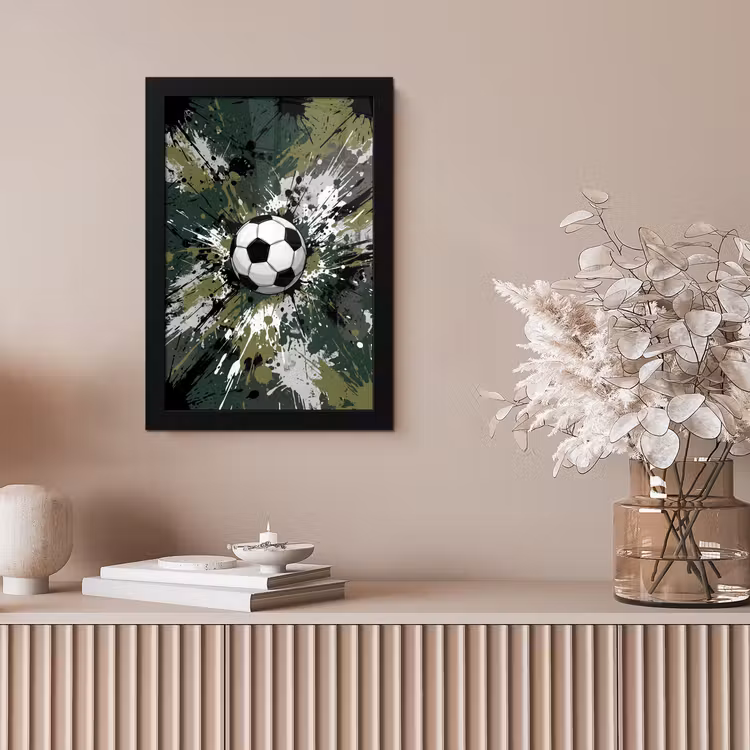 Voetbal - Verf - Spetters - Groen fotolijst zwart zonder passe partout klein -sfeer5