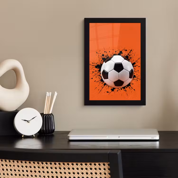 Voetbal - Verf - Sport - Oranje fotolijst zwart zonder passe partout klein -sfeer1