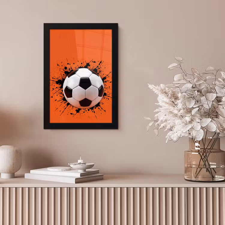 Voetbal - Verf - Sport - Oranje fotolijst zwart zonder passe partout klein -sfeer5