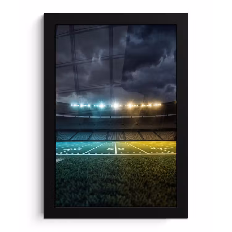 Voetbal - Stadion - Nacht - Modern fotolijst zwart zonder passe partout klein -3d