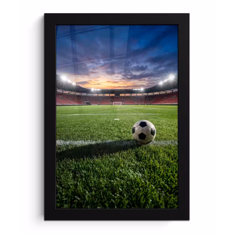 Voetbal - Stadion - Sport - Groen fotolijst zwart zonder passe partout klein -3d