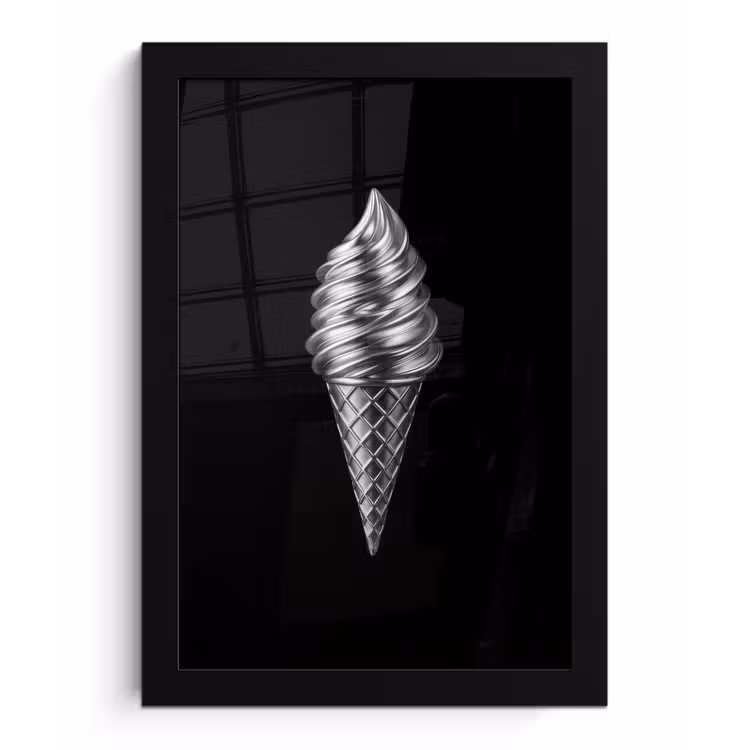Softijs - Realistisch - Futuristisch fotolijst zwart zonder passe partout klein -3d