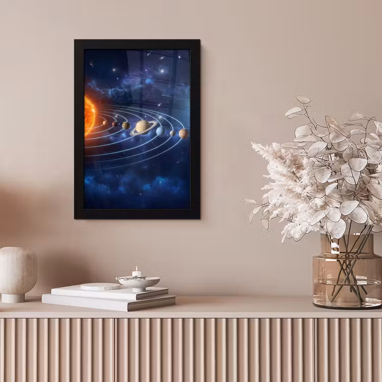 Ruimte - Zonnestelsel - Blauw fotolijst zwart zonder passe partout klein -sfeer5