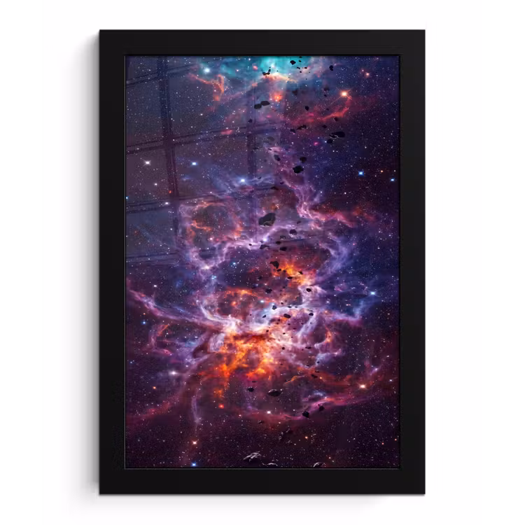 Space - Stars - Abstract - Colorful fotolijst zwart zonder passe partout klein -3d