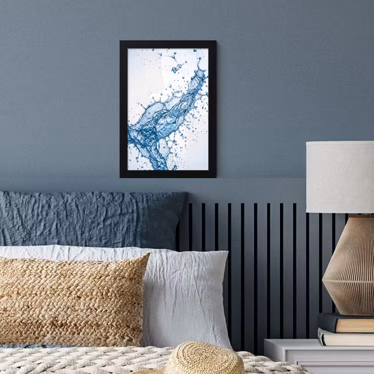Spash - Water - Blauw fotolijst zwart zonder passe partout klein -sfeer3