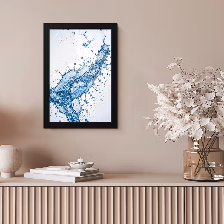 Spash - Water - Blauw fotolijst zwart zonder passe partout klein -sfeer5
