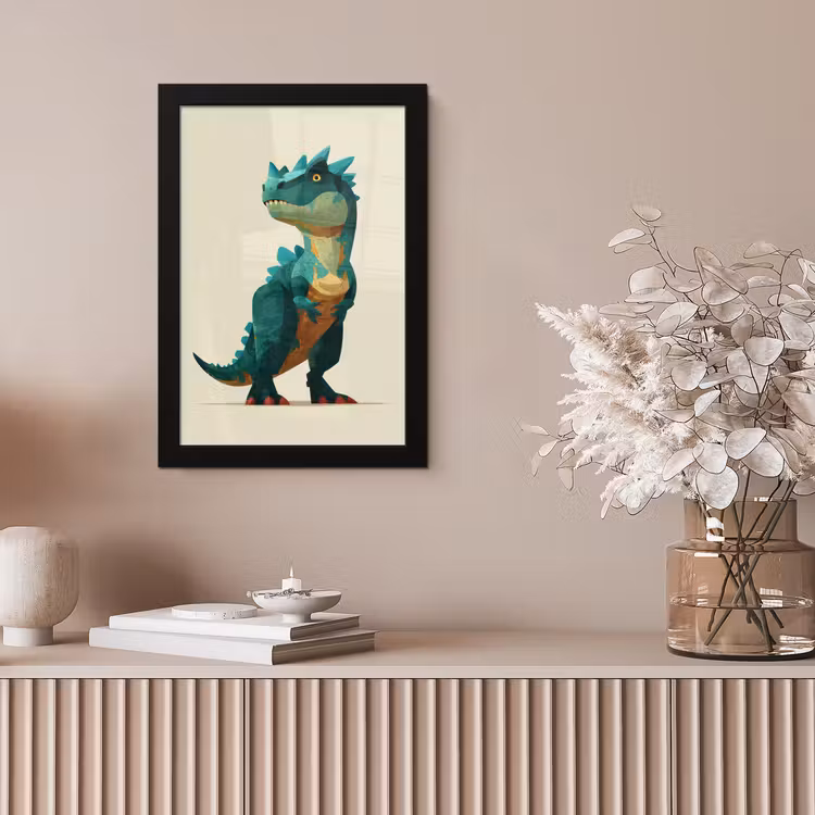 Stekels - Dino - Blauw - Gespierd fotolijst zwart zonder passe partout klein -sfeer5