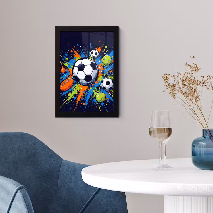 Sport - Ballen - Kleurrijk fotolijst zwart zonder passe partout klein -sfeer4