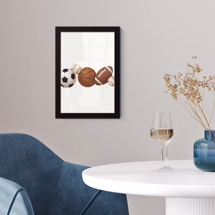 Sport - Ballen - Illustratie fotolijst zwart zonder passe partout klein -sfeer4