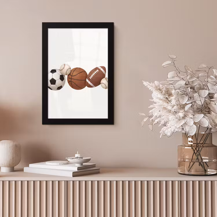 Sport - Ballen - Illustratie fotolijst zwart zonder passe partout klein -sfeer5
