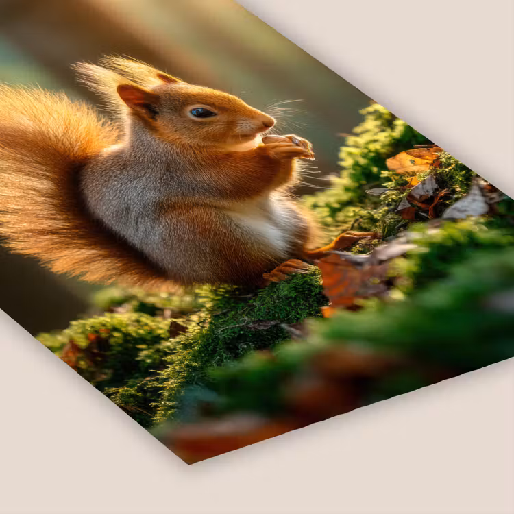Eekhoorn - Nootje - Gras fotolijst zwart zonder passe partout klein -zsfeer6
