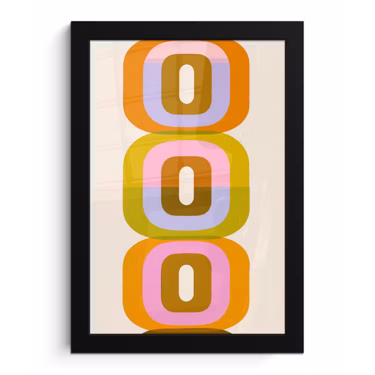 Stapel - Vormen - Geblokt - Oranje fotolijst zwart zonder passe partout klein -3d