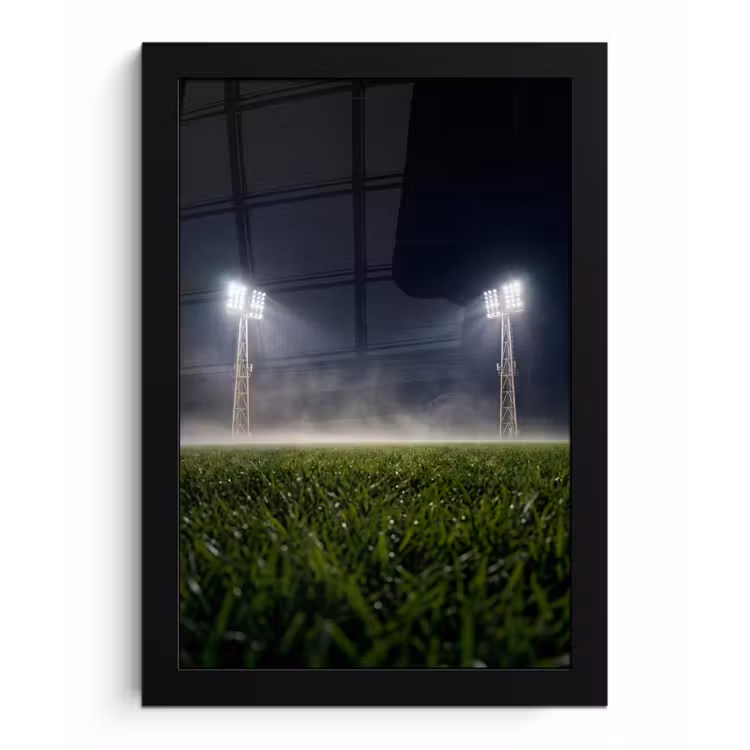 Stadion - Lichtmast - Sport - Nacht fotolijst zwart zonder passe partout klein -3d