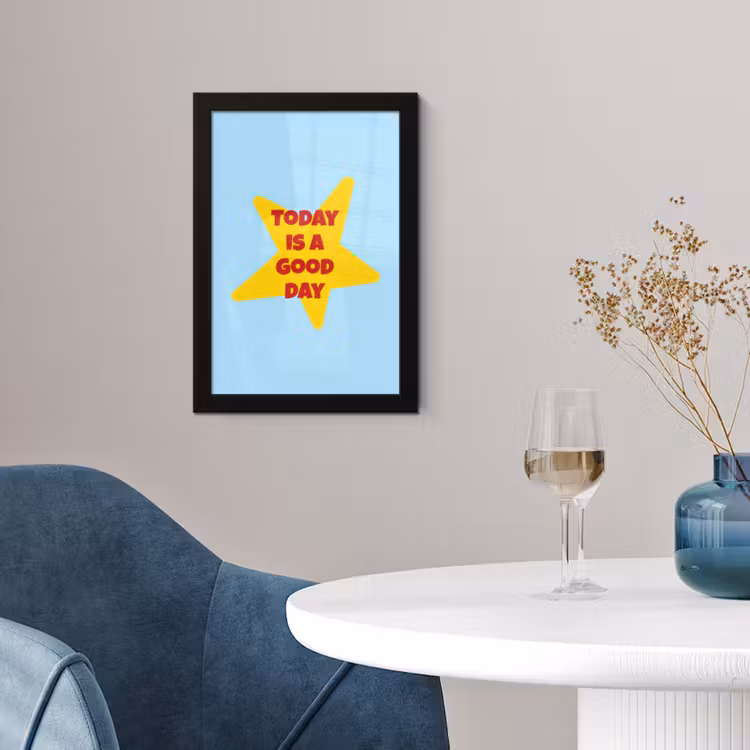 Ster - Today is a good day - Blauw fotolijst zwart zonder passe partout klein -sfeer4