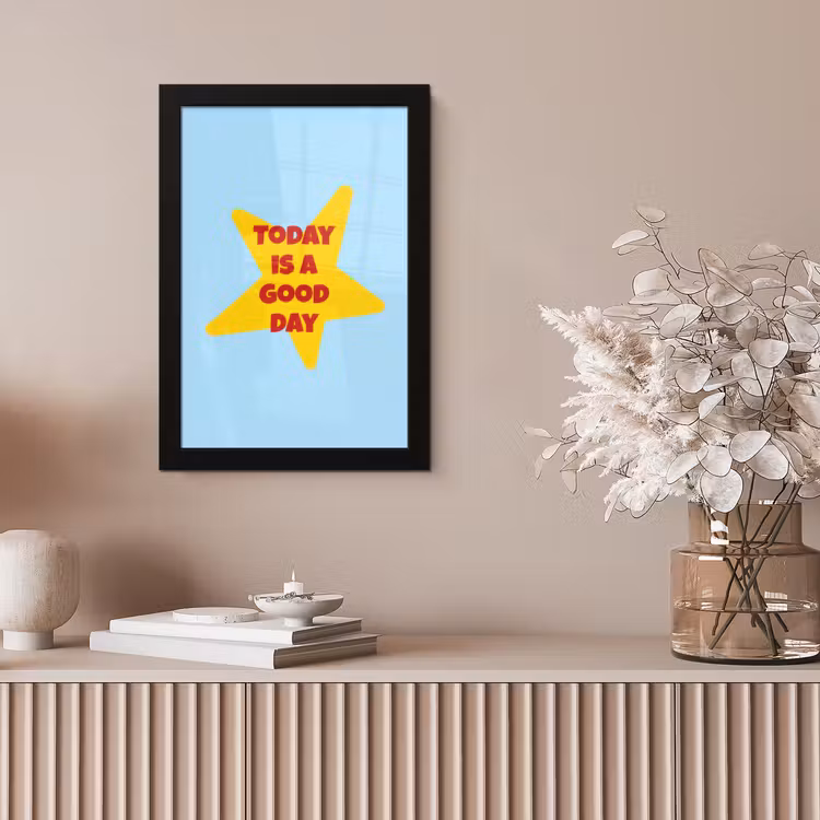 Ster - Today is a good day - Blauw fotolijst zwart zonder passe partout klein -sfeer5