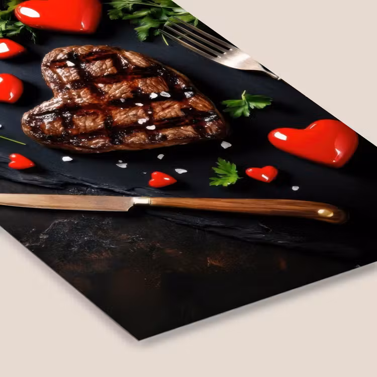Steak - Hart - Bestek fotolijst zwart zonder passe partout klein -zsfeer6
