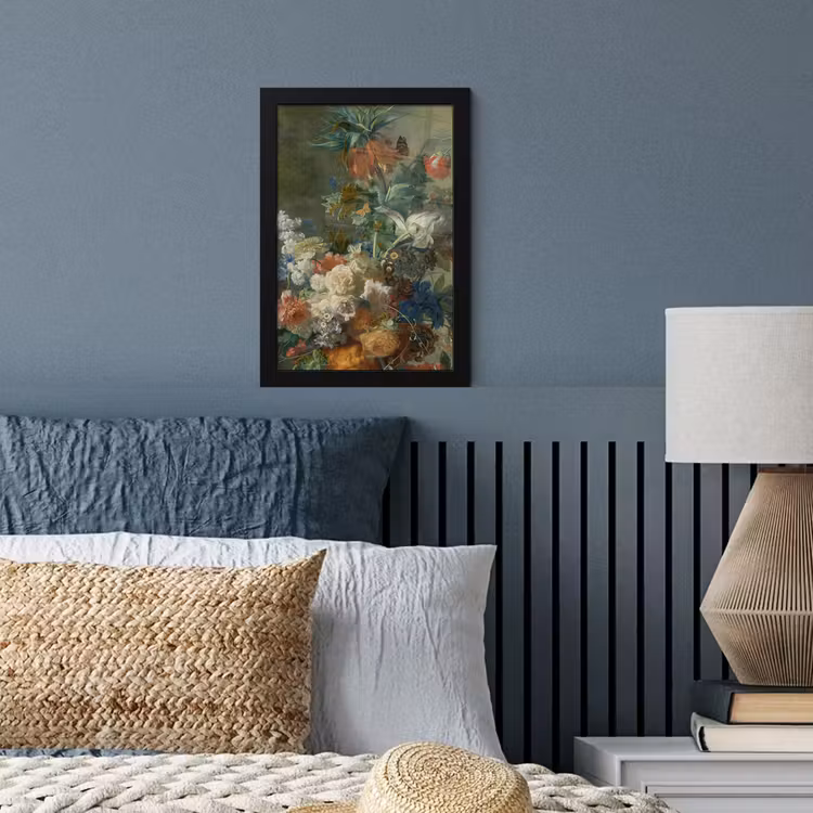 Stilleven met bloemen - Schilderij van Jan van Huysum fotolijst zwart zonder passe partout klein -sfeer3
