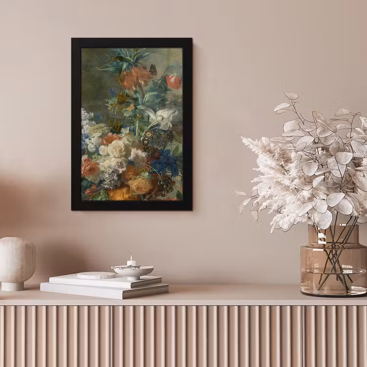 Stilleven met bloemen - Schilderij van Jan van Huysum fotolijst zwart zonder passe partout klein -sfeer5