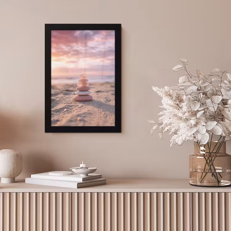 Stenen - Zand - Roze fotolijst zwart zonder passe partout klein -sfeer5