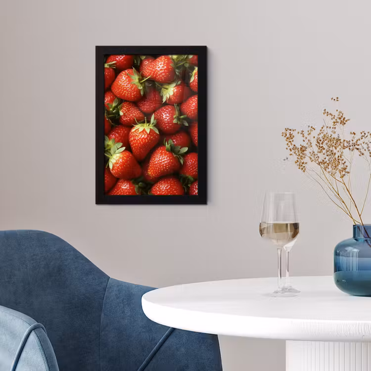 Aardbei - Fruit - Rood fotolijst zwart zonder passe partout klein -sfeer4