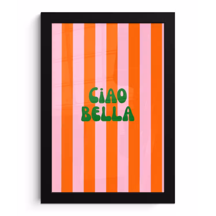 Strepen - Oranje - Verticaal - Ciao bella fotolijst zwart zonder passe partout klein -3d