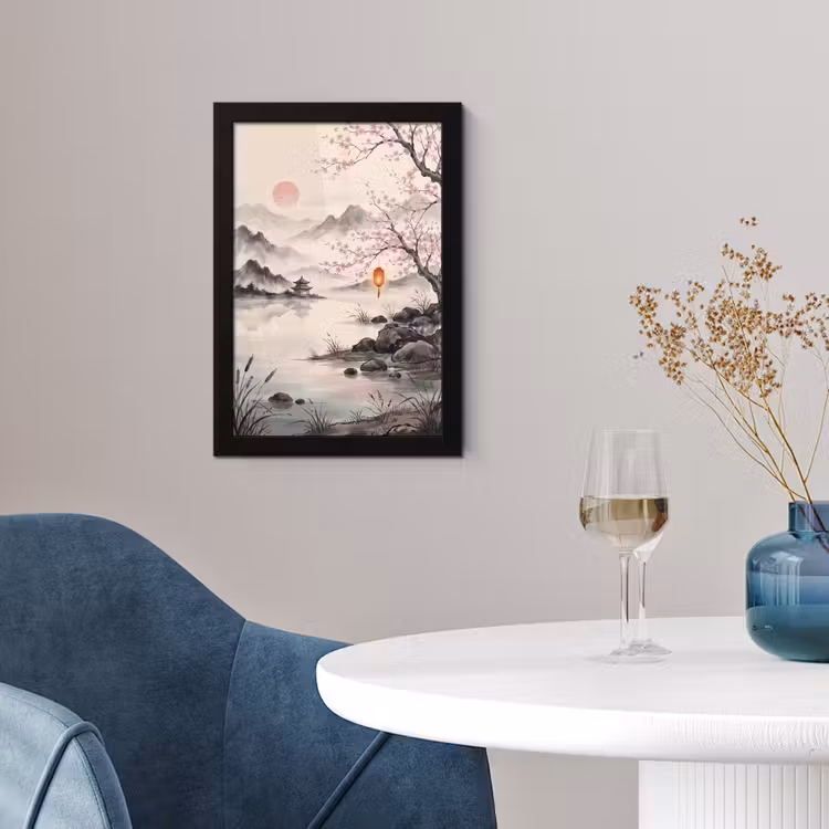 Zon - Japans - Traditioneel fotolijst zwart zonder passe partout klein -sfeer4