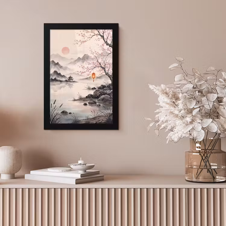 Zon - Japans - Traditioneel fotolijst zwart zonder passe partout klein -sfeer5