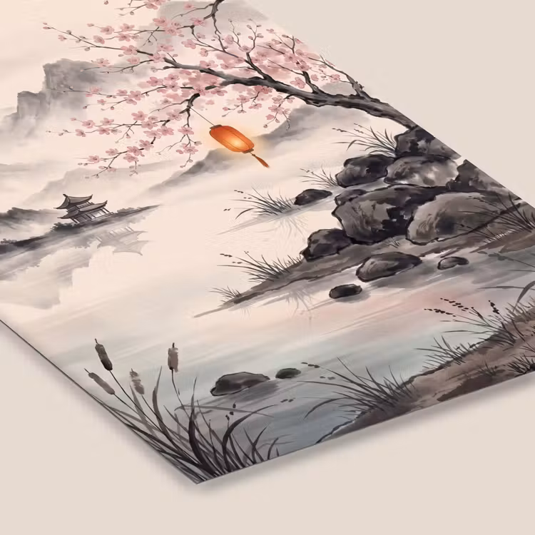 Zon - Japans - Traditioneel fotolijst zwart zonder passe partout klein -zsfeer6