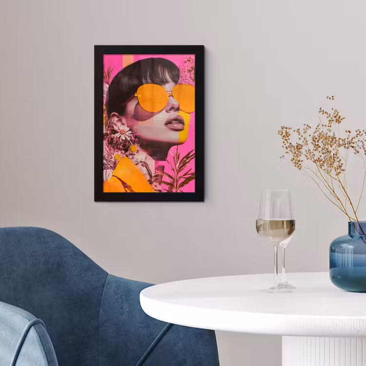 Zonnebril - Oranje - Vrouw - Planten fotolijst zwart zonder passe partout klein -sfeer4