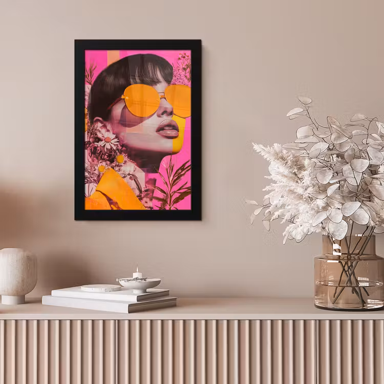 Zonnebril - Oranje - Vrouw - Planten fotolijst zwart zonder passe partout klein -sfeer5