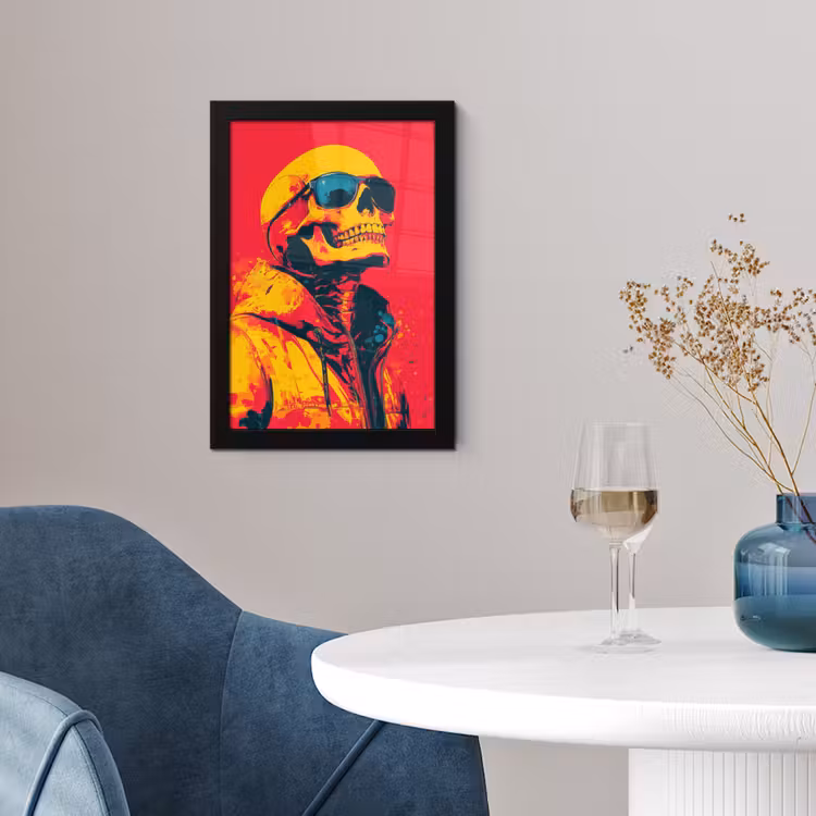 Zonnebril - Schedel - Jas - Rood fotolijst zwart zonder passe partout klein -sfeer4