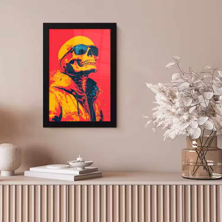Zonnebril - Schedel - Jas - Rood fotolijst zwart zonder passe partout klein -sfeer5