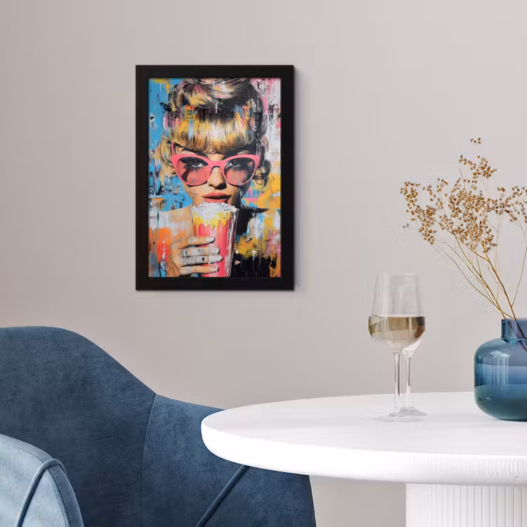 Zonnebril - Vrouw - Kleurrijk - Verfspetters fotolijst zwart zonder passe partout klein -sfeer4